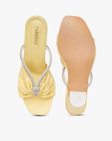Buy Yellow Heeled Sandals for Women by Fabbhue Online | Ajio.com