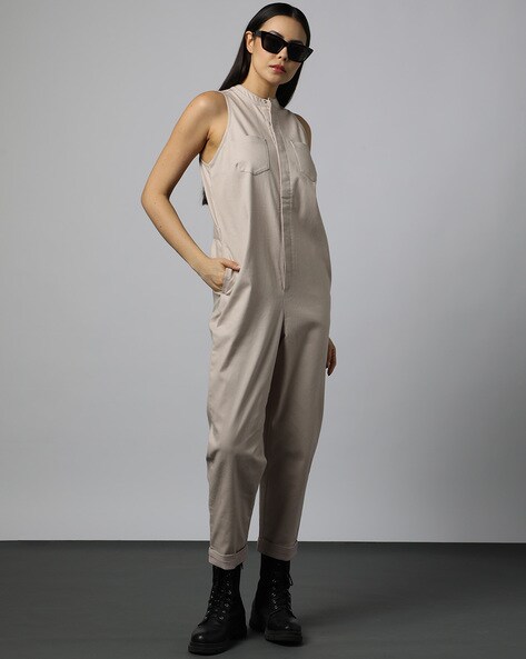 Zip-Front Jumpsuit with Insert Pockets