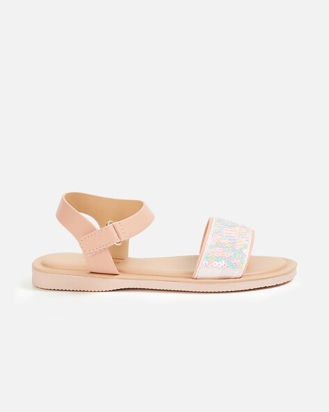 River Island double buckle slingback flat sandals in light pink | ASOS