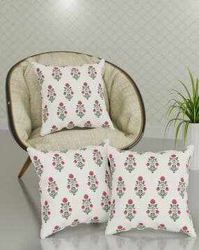 Set of 3 Floral Print Cushion Covers 16" x 16"-image-43