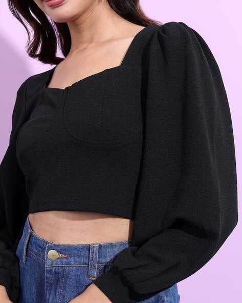 STRAPPY CROP TOP Sweetheart Neck Black Crop Top. 30s 40s Vintage