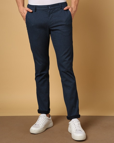 Buy Arrow Sports Flat Front Textured Casual Trousers - NNNOW.com