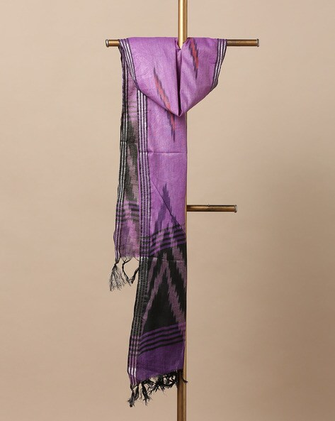 Woven Ikat Contrast Dupatta Price in India