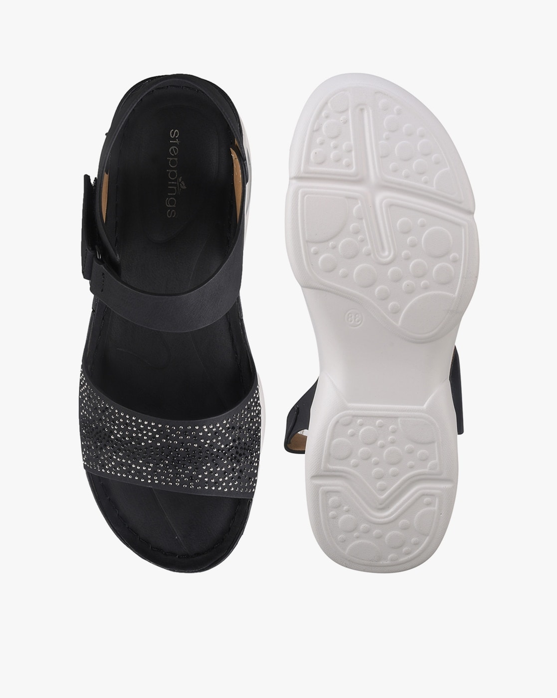 Buy Black Flat Sandals for Women by Steppings Online