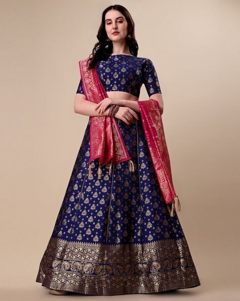 Buy Plum Purple Art silk Embroidered Lehenga Choli Online - LLCV02040 |  Andaaz Fashion