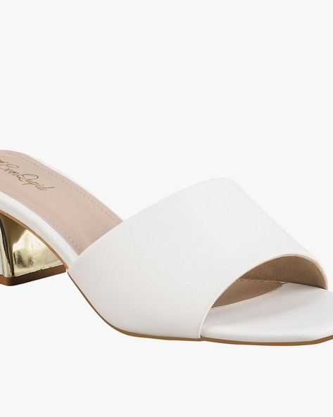 White square toe online block heel