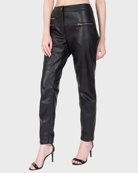 Black Leather Pants Women Faux Leather Pants Leggings With Pockets High  Waist Wrapped S2xl  Fruugo IN