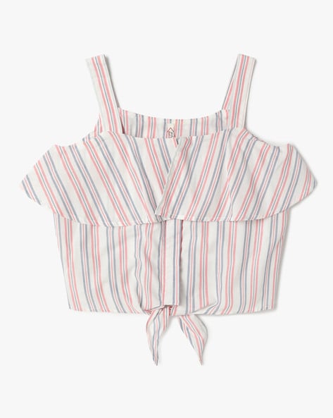 Lee Cooper Girls Striped Square-Neck Top