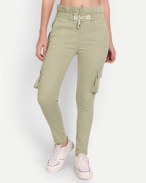 Ankle-Length Cargo Pants with Drawstring
