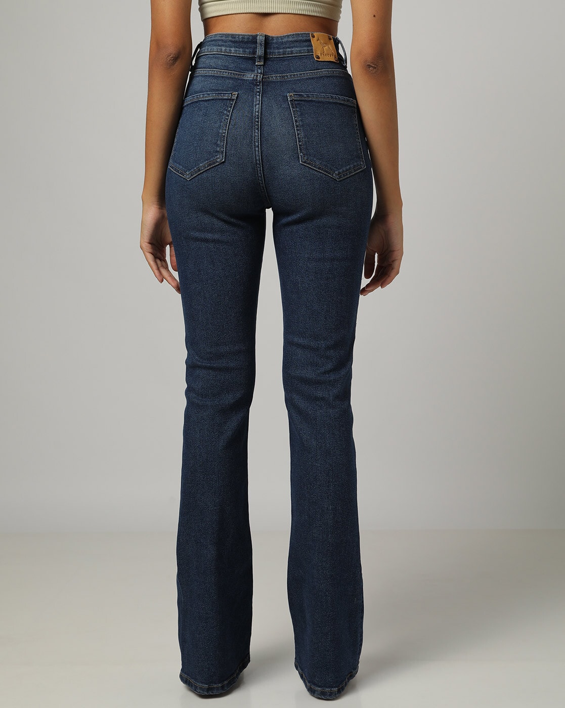 Buy Own. Rinse Blue Low Rise Stretch Flared Jeans from Next Luxembourg