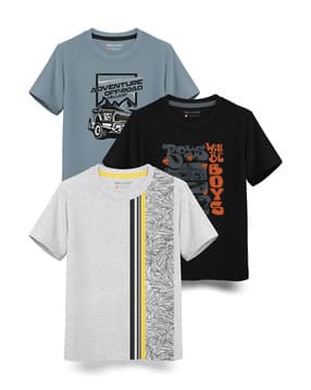 hellcat Pack of 3 Typographic Print Crew-Neck T-Shirts-picture-27