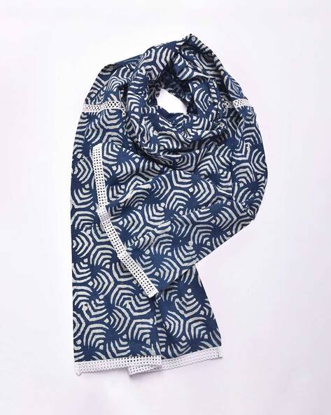 Printed Women Stole with Lace Detail Price in India