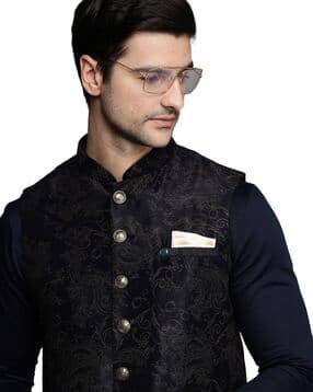 manyavar Self-design Nehru Jacket with Patch Pocket-picture-42