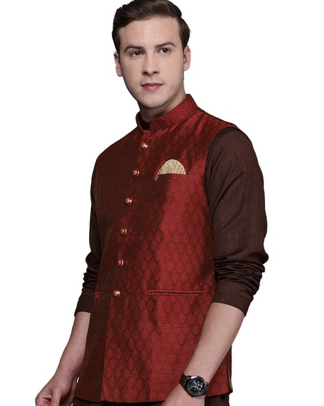 Off White Readymade Nehru Jacket In Art Silk 903MW04