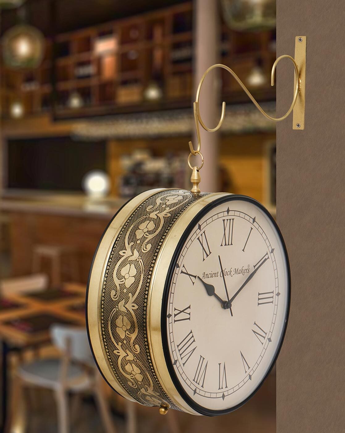 Antique Double-Sided Wall Hanging Clock - Watch My Wrist