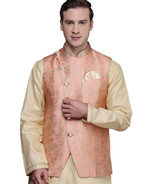 Buy Peach 3-Piece Ethnic Suit for Men by Manyavar Online