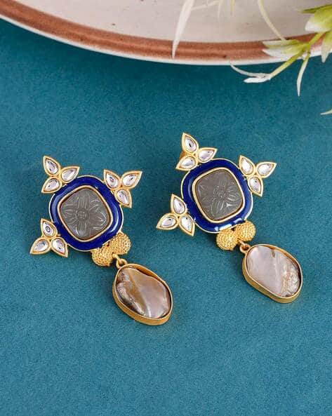 Gold Plated Kundan-Studded Earrings