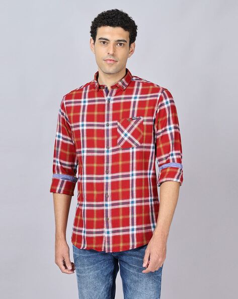 Men Checked Slim Fit Shirt