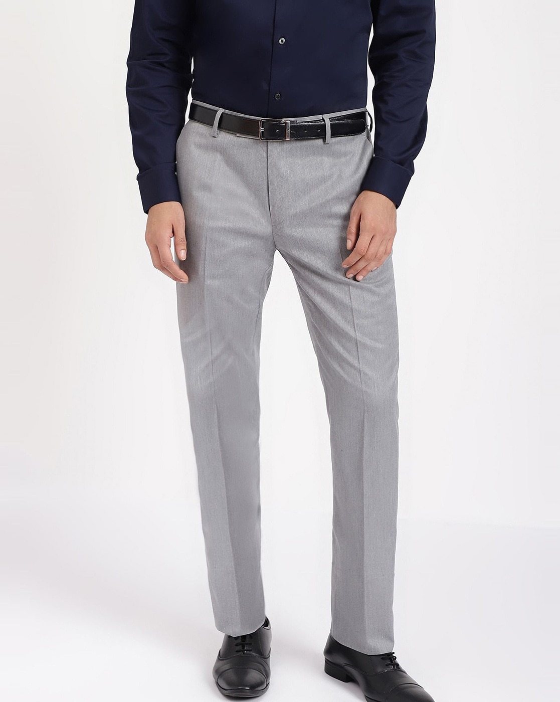 Buy Arrow Men Dark Blue Hudson Tailored Fit Auto Flex Formal Trousers Online