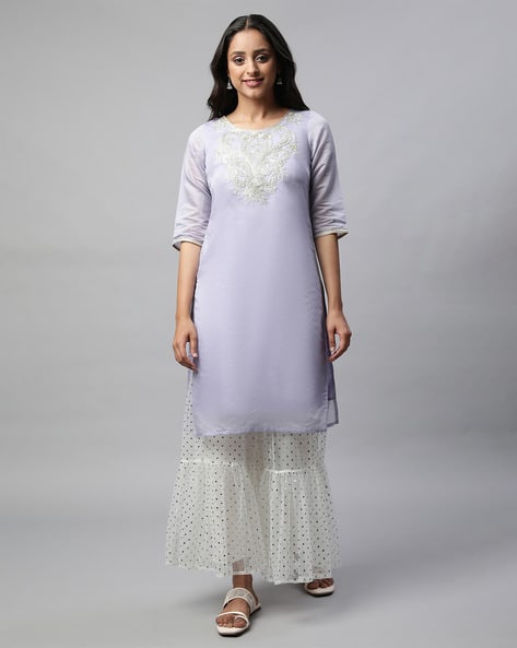 AURELIA Embellished Straight Kurta & Sharara Set