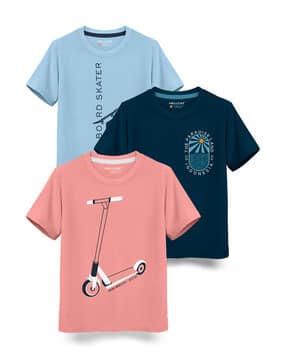 hellcat Pack of 3 Typographic Print Crew-Neck T-Shirts-picture-45