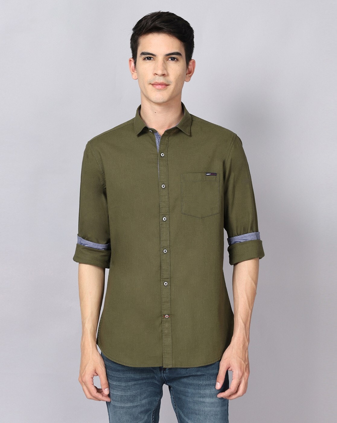 Buy Olive Green Shirts for Men by JOHN PLAYERS Online | Ajio.com