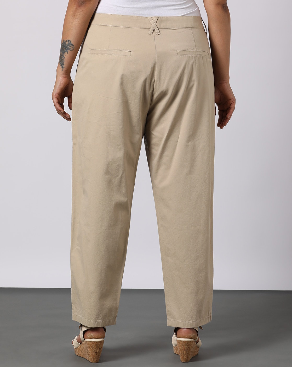 Buy Outryt Women Flat-Front Tapered Trousers Online at Best Prices in India  - JioMart.