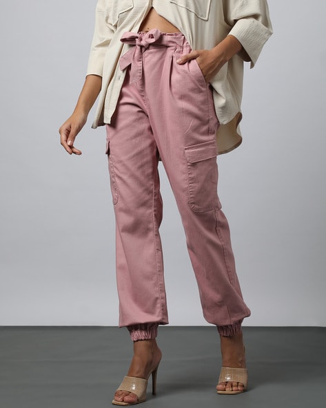 Buy Pink Tie-Up Trousers Online - Ritu Kumar International Store View