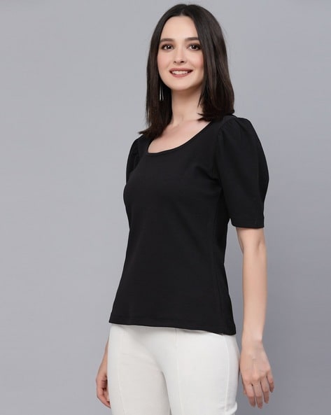 Women's Shirts & Tops - Scoop Neck, Black