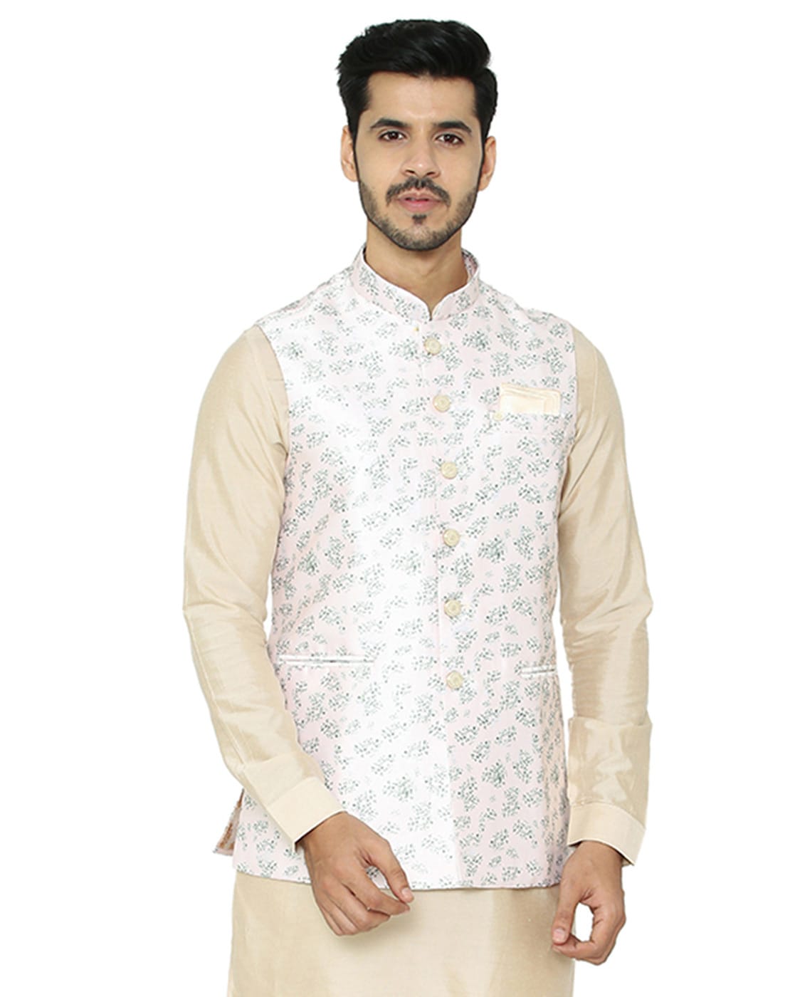 Buy Manyavar White Kurta Pyjama with Nehru Jacket (Set of 3) online