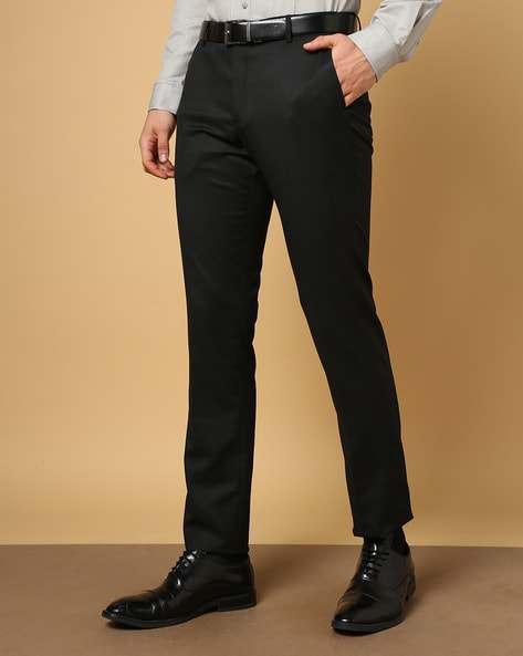 Buy Arrow Men Black Hudson Tailored Fit Smart Flex Formal Trousers -  NNNOW.com