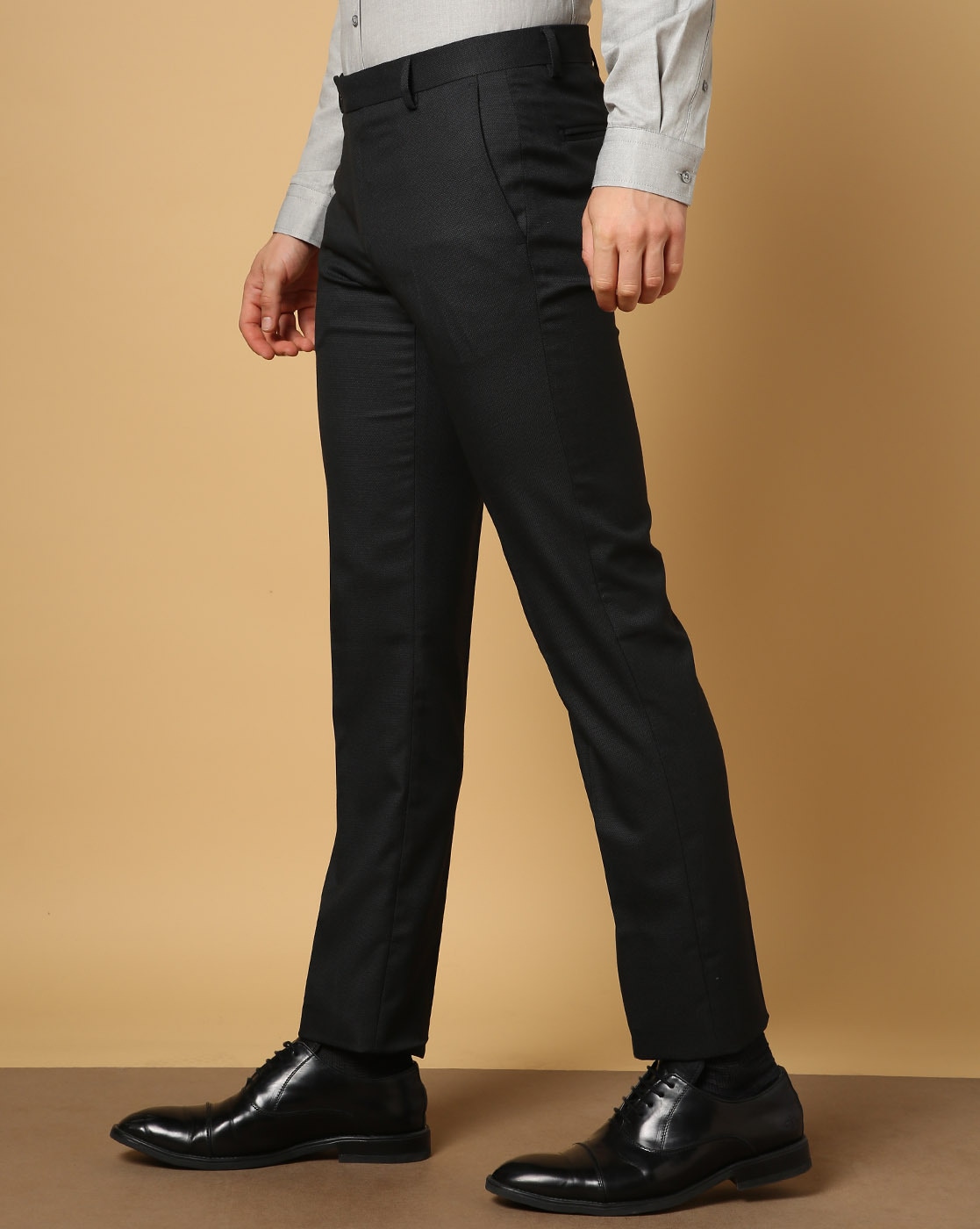 Buy Arrow Navy Flat Front Trousers for Men Online  Tata CLiQ