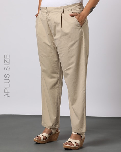 Buy Beige Trousers & Pants for Women by AJIO Online
