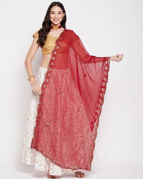 Embroidered Dupatta with Cut-Work Border Price in India