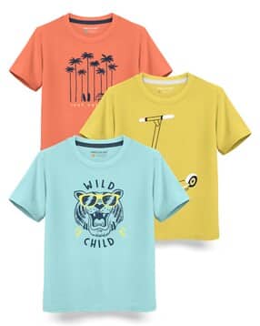 hellcat Pack of 3 Typographic Print Crew-Neck T-Shirts-picture-11