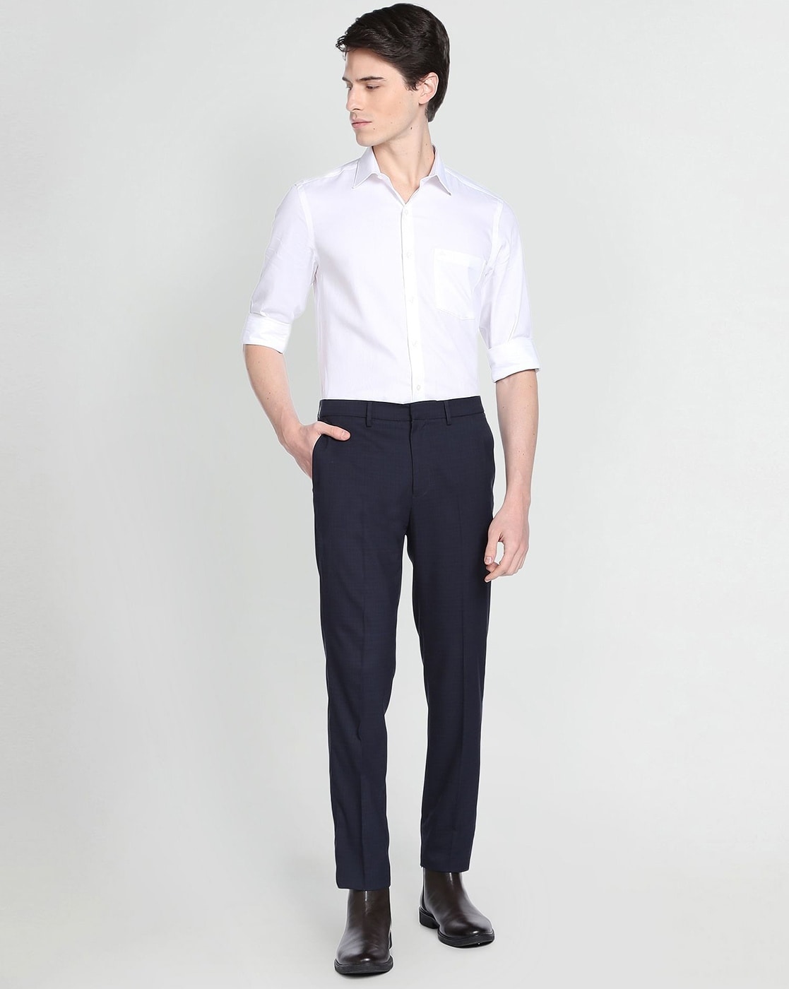 Buy Arrow Hudson Tailored Fit Heathered Formal Trousers - NNNOW.com