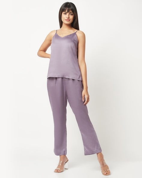 Purple best sale satin pyjamas