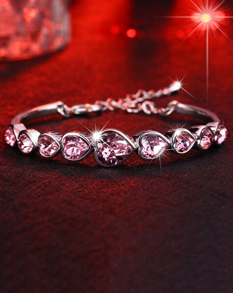 Pink Bungee Wrap Bracelet in Silver. BellaRyann.com