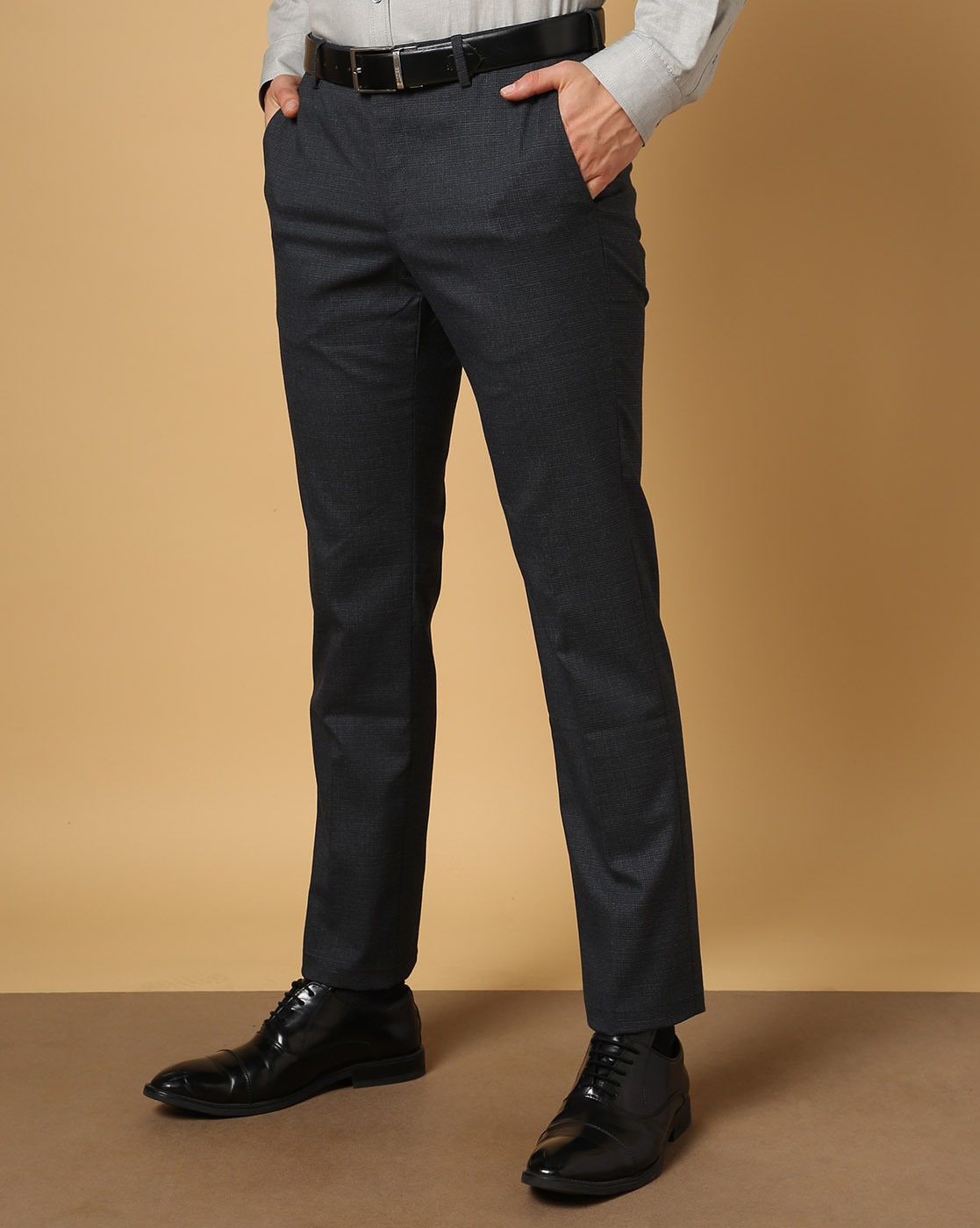Buy Arrow Men Black Hudson Tailored Fit Smart Flex Formal Trousers   NNNOWcom