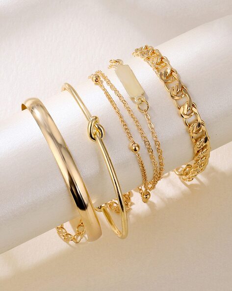 Gold Bangles With Rose And Crystal Charms– Leera B.