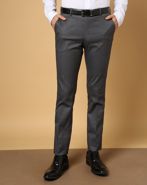 Arrow Sky Grey Regular Fit Trousers