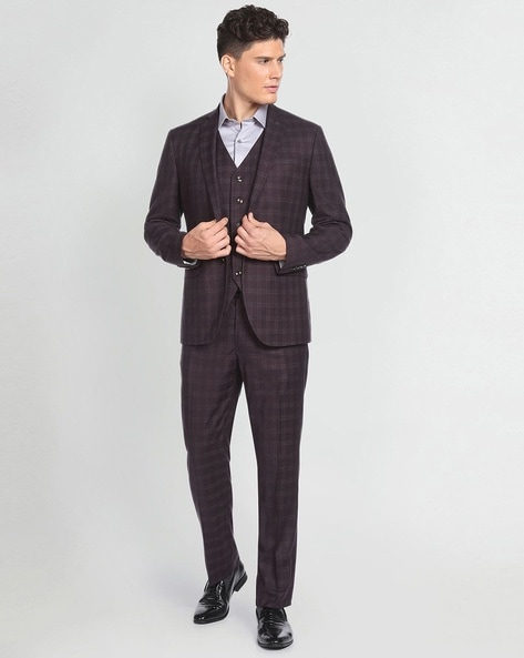 Gibson London Slim Fit Charcoal Checked Three Piece Suit