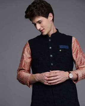 manyavar Floral Pattern Nehru Jacket-picture-44