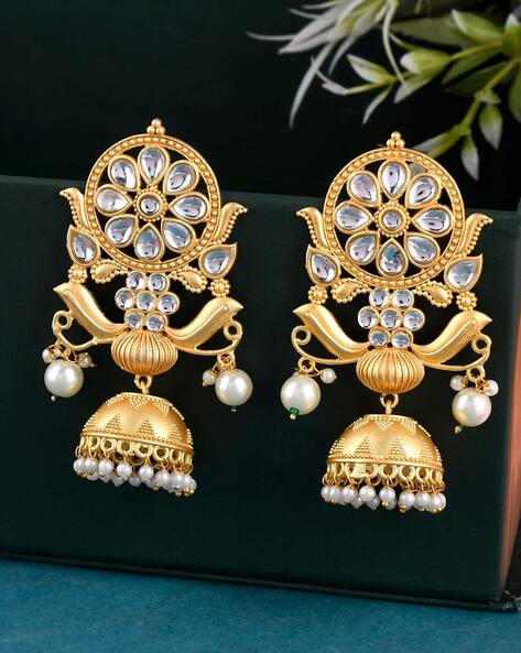 Champagne Indian jhumka earrings & tikka jewellery set | Indian Jewellery  UK USA