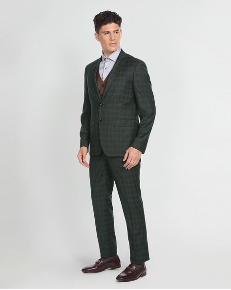 Hand Made Blue & Rust Check Suit - The Suit Spot