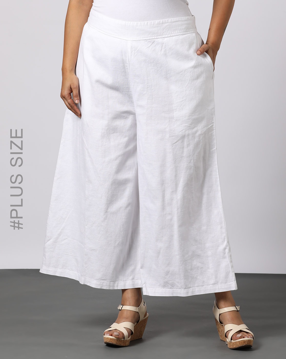 White Linen Blend Wide Leg Trousers  New Look