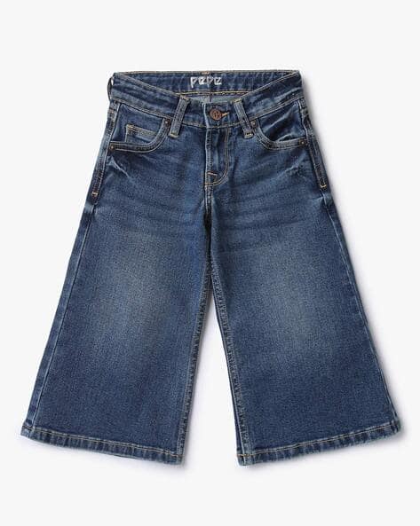 Lightly Washed Wide-Leg Jeans