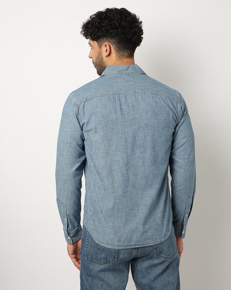 Shop Valentino Garavani Denim Chambray Overshirt | Saks Fifth Avenue