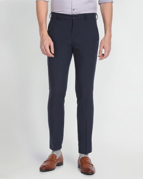 MANCREW Navy Blue, Cream Formal Pant For Men - Formal Trouser combo