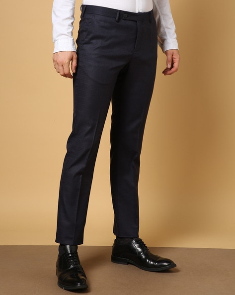 Buy Arrow Black Mid Rise Trousers for Men Online @ Tata CLiQ